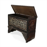 Angled Side View of Solid Wood Syrian-Style Console with Open Top