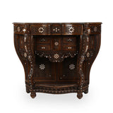 Front Side View Solid Wood Console with Mother of Pearl Inlays