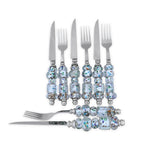 Front View of Glossy Silver Spotted Rock Beads Place Settings