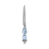 Front View of Glossy Silver Spotted Rock Beads Knife