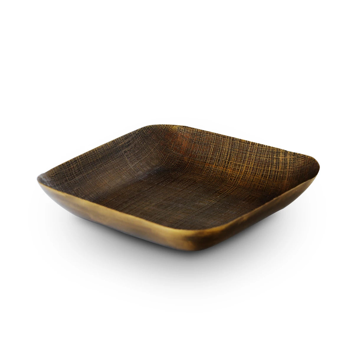 Flat Surface View of Textured Brass Metal Soap Dish in Square shape