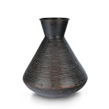 Front View of Striped Decorative Jar - Brass