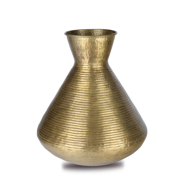Front View Striped Decorative Jar Gold