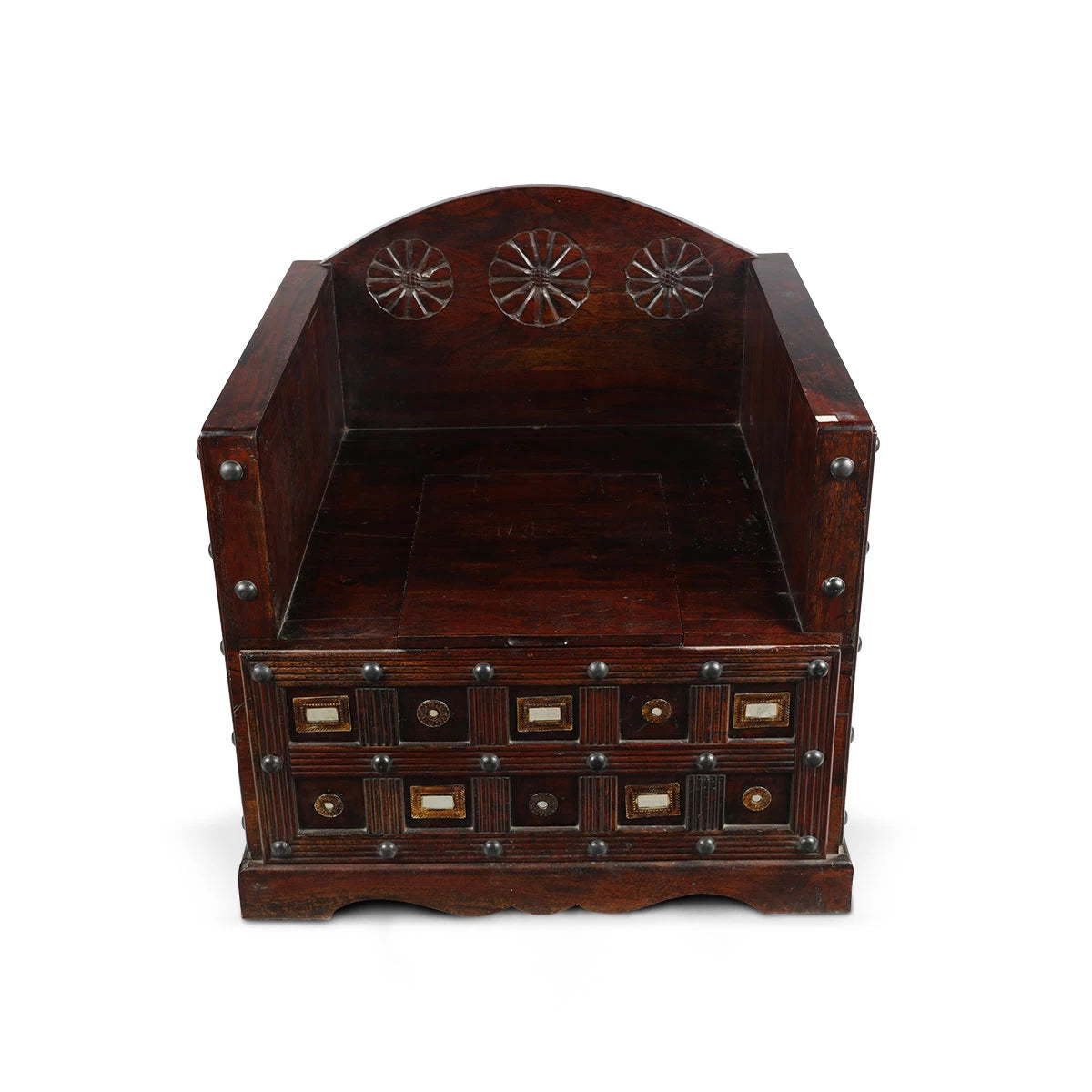 Angled Front View Studded Box Armchair
