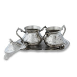 Front View of Sugar & Creamer Bowl Set - Silver with Open Lid