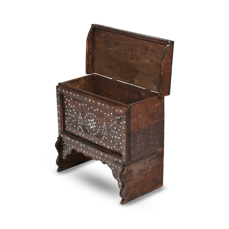 Angled Side View of Syrian Dowry Chest - Small with Open Top