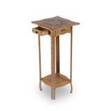 Angled Top View of Syrian Design Planter Table Stand Showcasing Open Storage Drawer