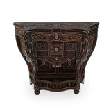 Angled Top View of Syrian Design Wooden Console Table with Mother of Pearl Inlays