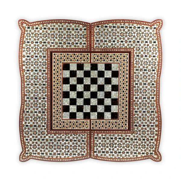 Table-top View of Syrian Game Table Showcasing Chessboard
