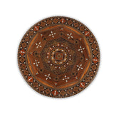 Top View of Syrian Style Round Mosaic Patterned Inlaid Wooden Coffee Table
