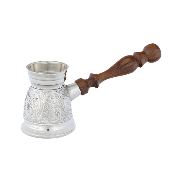 Front View of Turkish Coffee Pot - Silver, Large