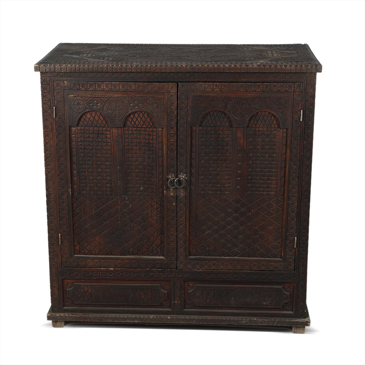 Front View of Vintage Wood Cabinet