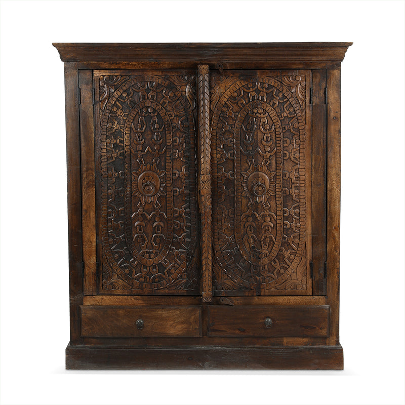 Antique Hand-Carved Wooden Cabinet