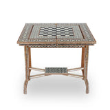 Angled Front View of Mother of Pearl Inlaid Multi Game Table