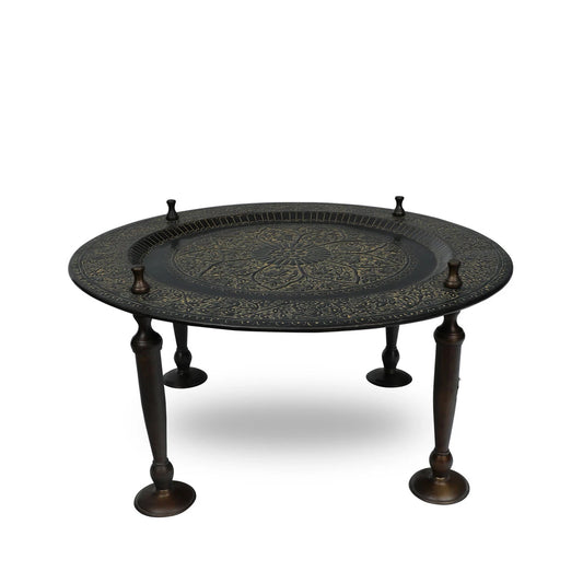 Front View of Textured Brass Top Coffee Table