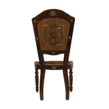 Back View of Thick Solid Wood Arabian Mosaic Design Inlaid Chair
