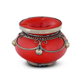 Front View of Three-Holder Moroccan Ashtray - Small, Red