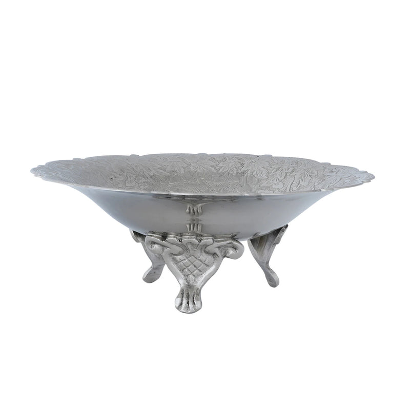 Side View of Three Legged Brass Bowl - Silver Variant