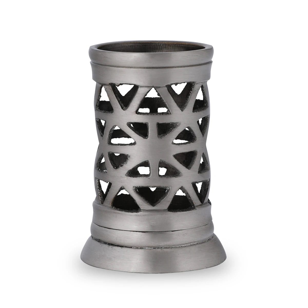 Close up View of Brass Metal Toothpick Holder - Silver
