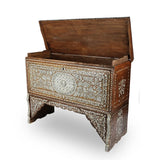 Angled Side View of Traditional Handcrafted Wooden Console with Open Top