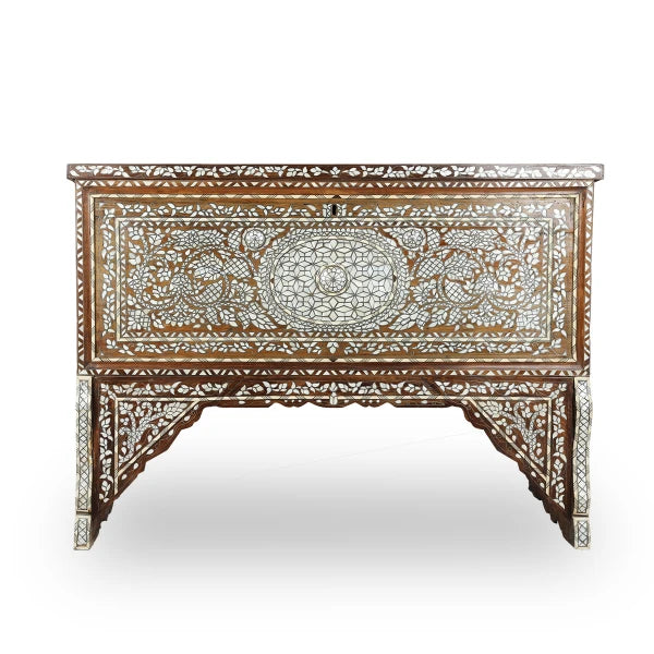 Flat Surface View of Traditional Handcrafted Wooden Console