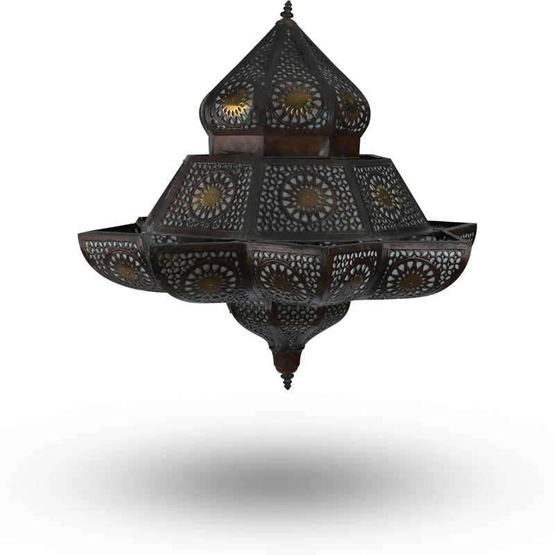 Front View of Traditional Syrian Brass Ceiling Pendant