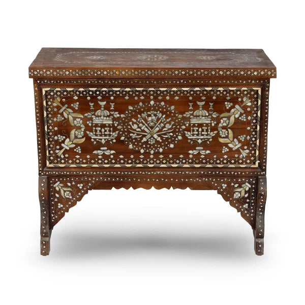 Top Angled Front View of Traditional Syrian Multipurpose Chest
