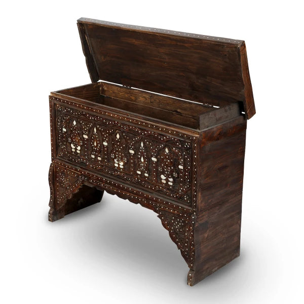 Angled Front Side View of Traditional Syrian Wood Console