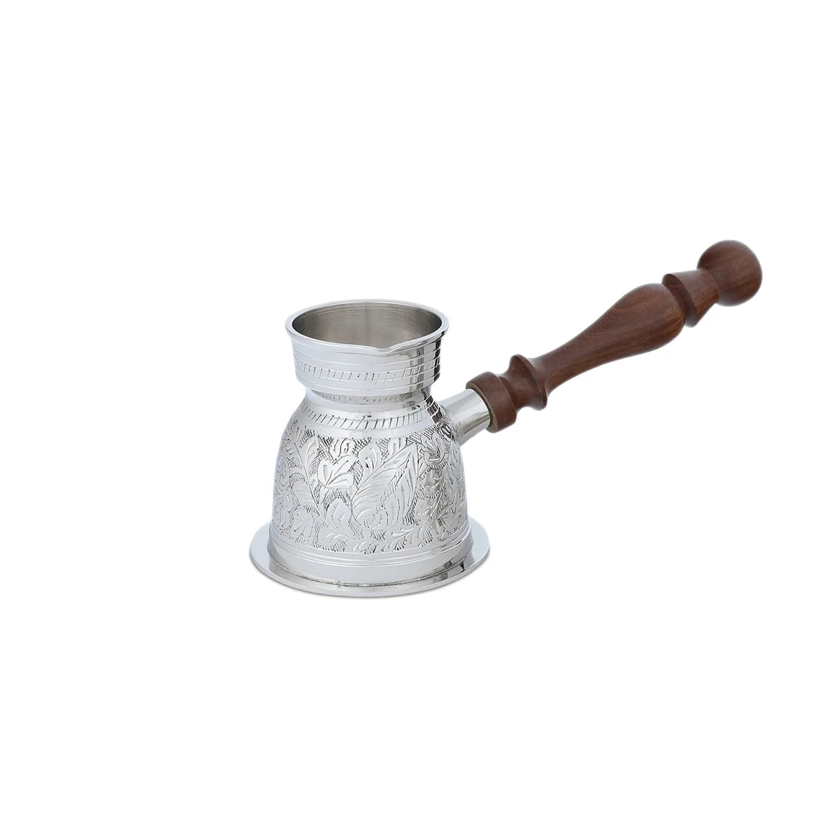 Front View of Turkish Coffee Pots - Silver, Medium