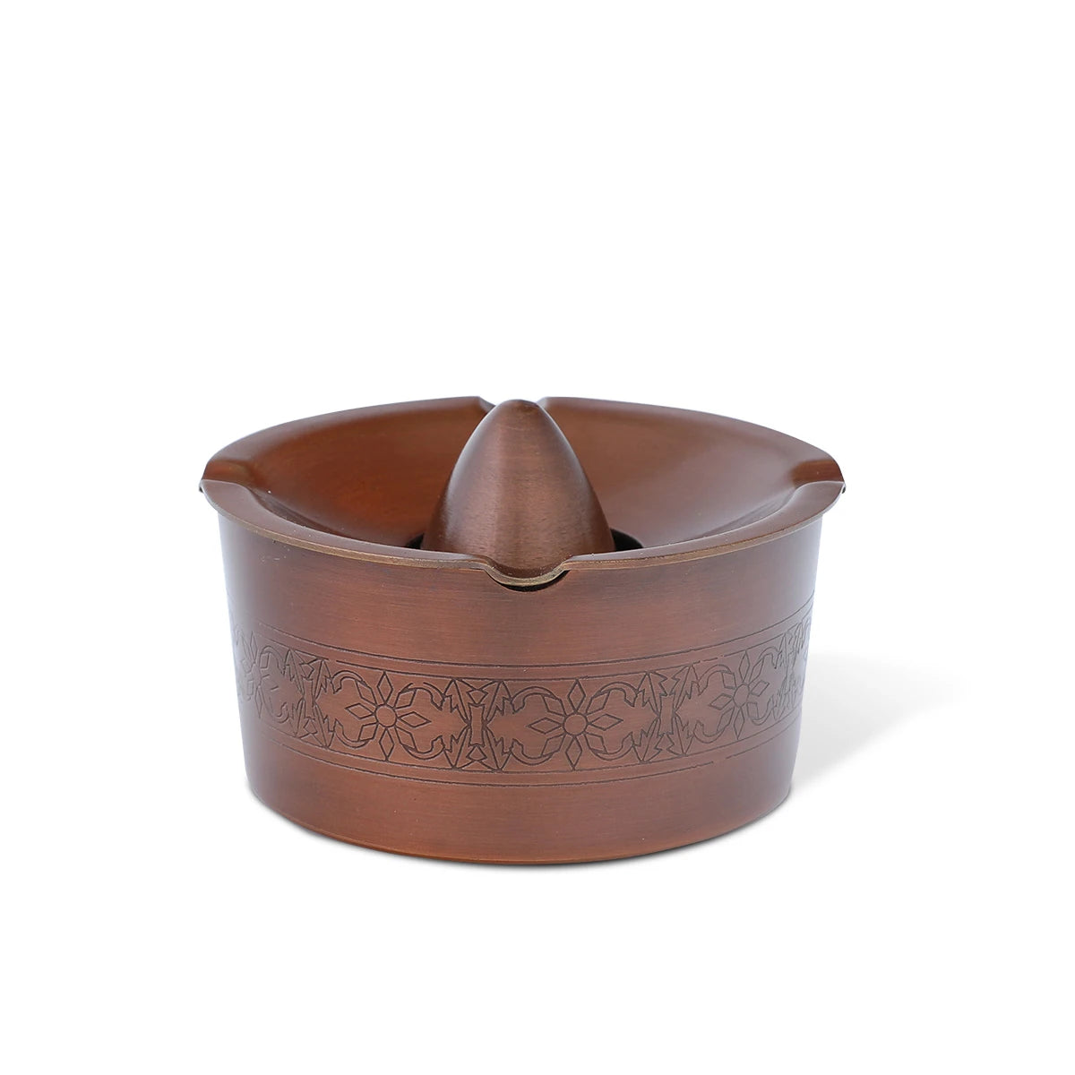 Angled Front View of Vintage Ashtray With Ornamental Décor