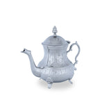 Angled Side View of Glossy Silver Vintage Brass Teapot
