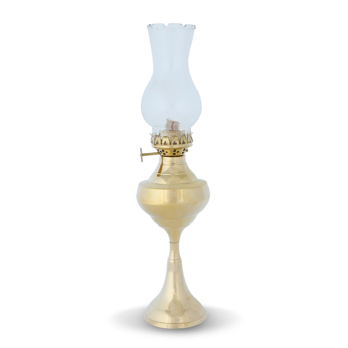 Vintage Glass Chimney Oil Lamp - Brass/ Gold