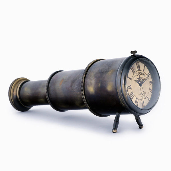 Side View of Vintage Telescope Table Clock