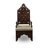 Front View of Wood With Mother of Pearl Inlays Single Sofa