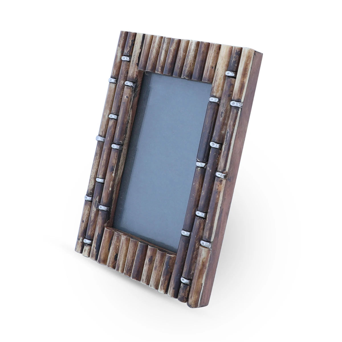 Angled Side View of Contemporary Bamboo Picture Frame